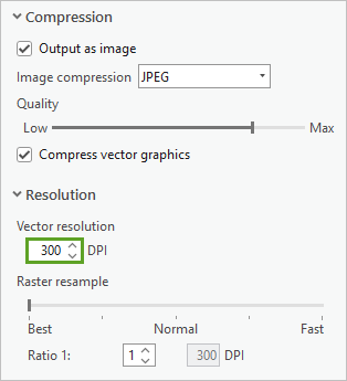 Resolución vectorial establecida a 300 DPI