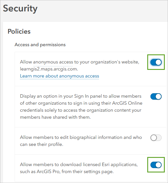 Habilite el acceso anónimo y las descargas.