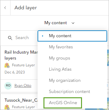 Opción ArcGIS Online