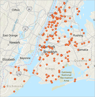 Mapa que contiene la capa de entidades DPR Capital Projects