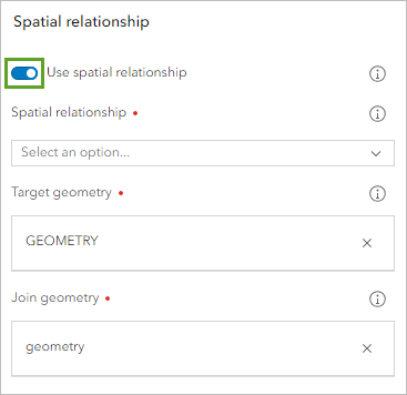 Parámetro Usar relación espacial