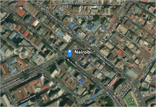 Mapa de Nairobi, Kenia