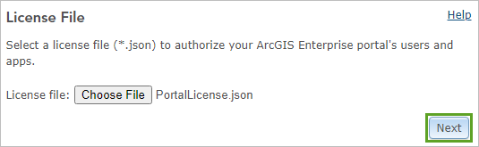 Archivo de licencia para autorizar el portal de ArcGIS Enterprise