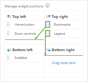 Configuración de posición que muestra las herramientas desplazadas