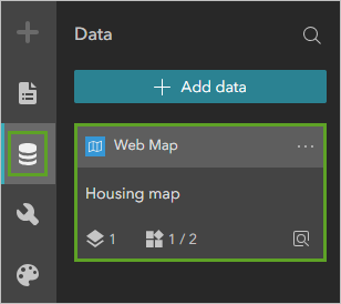 Tarjeta Mapa de vivienda en el panel Datos