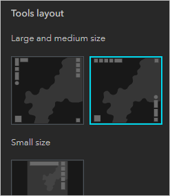 Segunda opción de diseño de herramientas seleccionada para pantalla grande y mediana