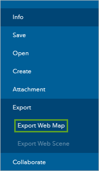 Opción Exportar mapa web