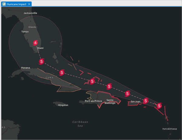 Mapa del cono de pronóstico del huracán Irma