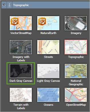 Mapa base Lona gris oscuro