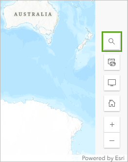 Botón Buscar en el menú de la herramienta Mapa de la barra de herramientas Configuración