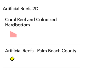 Arrecifes artificiales (2D) en la leyenda