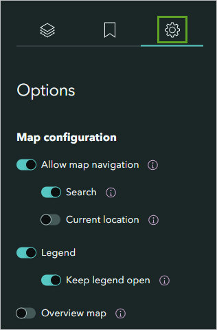 Opciones de mapa