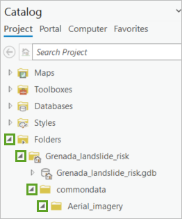 Carpetas, Grenada_landslide_risk, commondata, y Aerial-imagery expandido