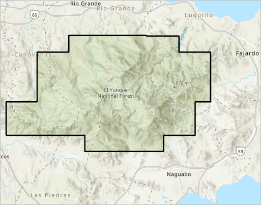 Bosque Nacional El Yunque en un mapa