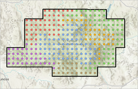 Los clústeres restringidos espacialmente en el mapa