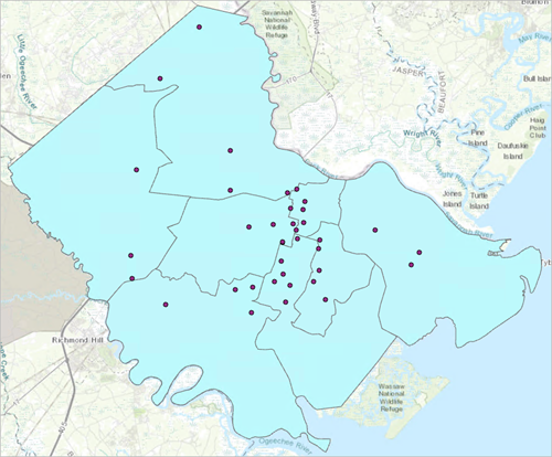 Mapa de centros de enseñanza con estudiantes de segundo de secundaria