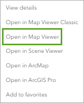 Opción Abrir en Map Viewer