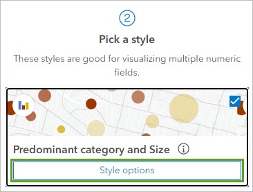 Botón Opciones de estilo del estilo de categoría predominante y tamaño