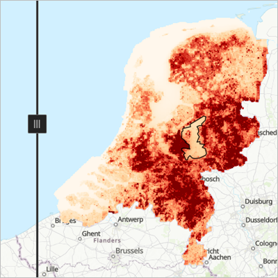 Mapa que muestra las concentraciones de amoniaco en 2012