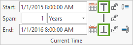 Botones Hora de inicio habilitada y Hora de finalización habilitada