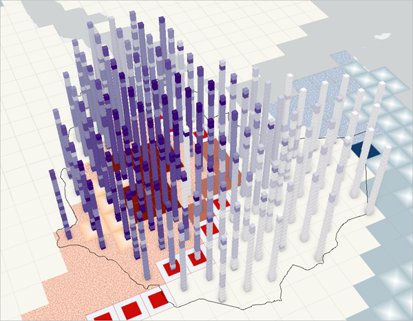 Capa 3D recortada en la escena