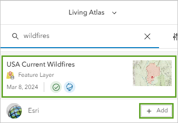 Agregar la capa USA Current Wildfires