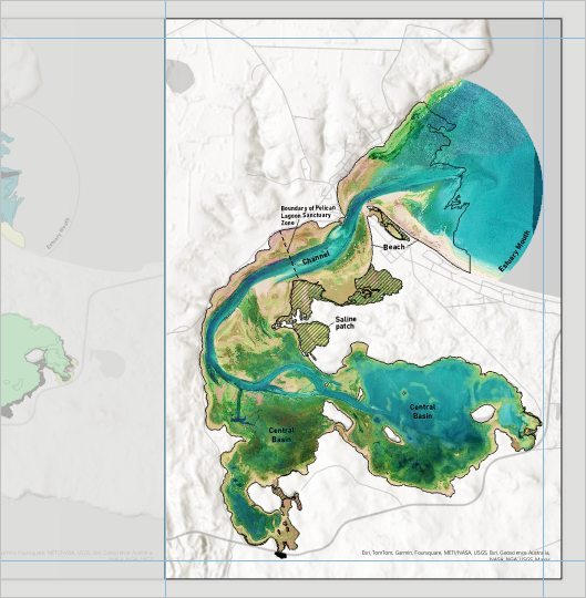 Marco del mapa Tidal Class activado y estuario posicionado para tocar las guías derecha e inferior