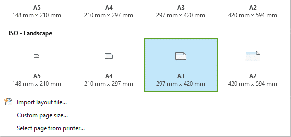 Tamaño del diseño horizontal en A3