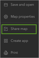 Compartir mapa en la barra de herramientas Contenido