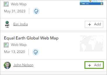 Botón Agregar en Equal Earth Global Web Map