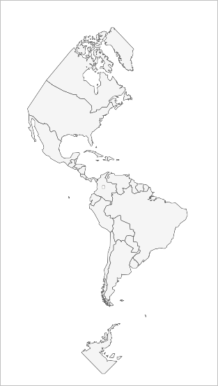 Mapa de Sudamérica y partes de Norteamérica y la Antártida