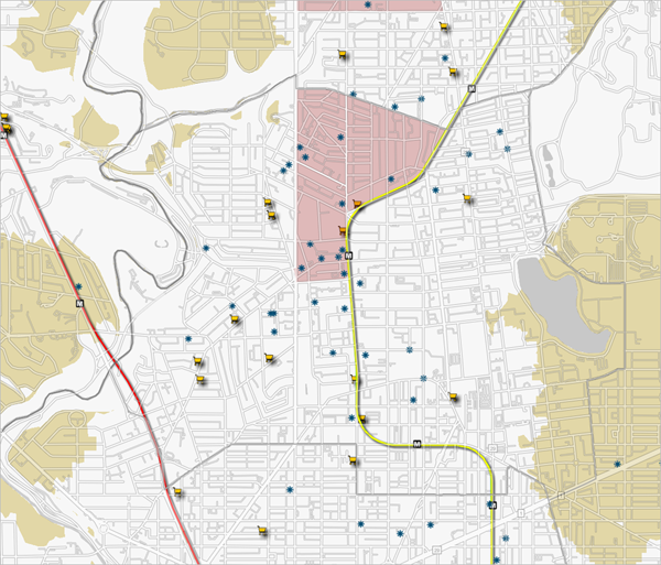 Mapa con el centro del distrito 1 ampliado