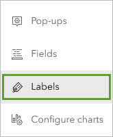 Etiquetas en la barra de herramientas Configuración