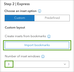 Número de ventanas de insertos configurado en 3 y botón Importar marcadores.