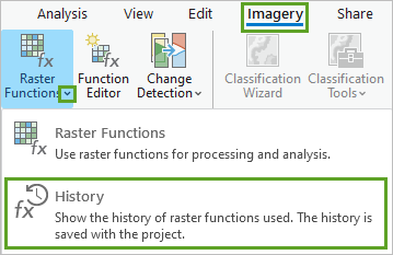 Abrir el historial de funciones ráster