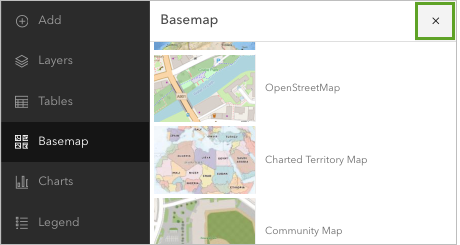 Cerrar el panel Mapa base.