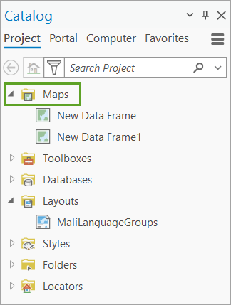 Revisar mapas en el panel Catálogo