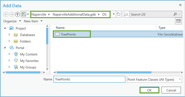 Ventana Agregar datos con TreePoints seleccionado