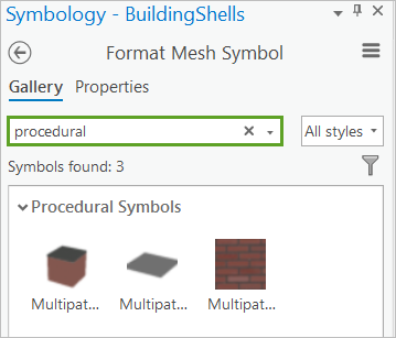 Buscar estilo de procedimiento en el panel Galería