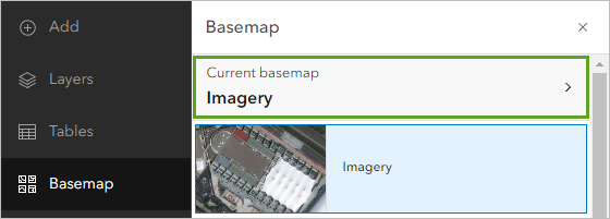 Opción de mapa base actual