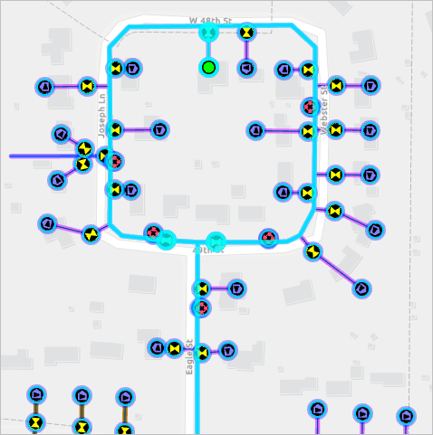 Entidades seleccionadas en el mapa