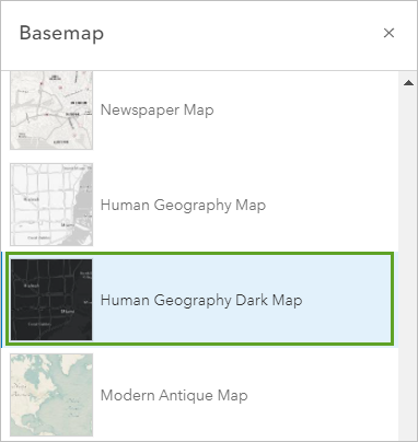 Mapa base Human Geography Dark Map