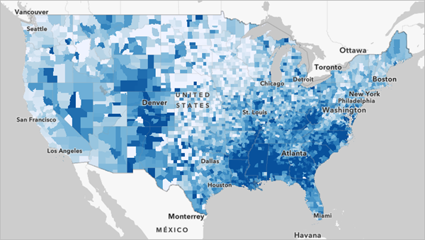 Mapa con el estilo de color