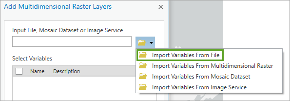 Opción Importar variables desde archivo