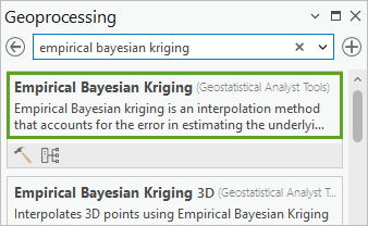 Busque la herramienta Empirical Bayesian Kriging.