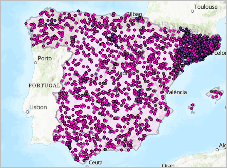 Puntos muestreados aleatoriamente