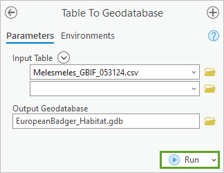 Herramienta De tabla a geodatabase