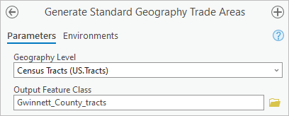 Parámetros Nivel geográfico y Clase de entidad de salida