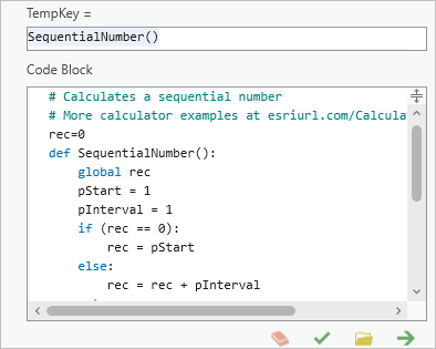 Bloque de código con código de Python para agregar números secuenciales