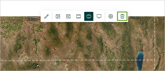 Botón Eliminar en el menú de barra de herramientas del mapa